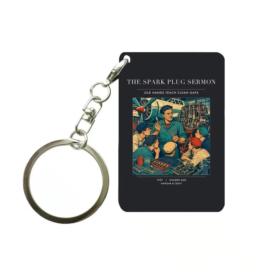 VINTAGE G4264 - The Spark Plug Sermon - Designed Key Chain design on black