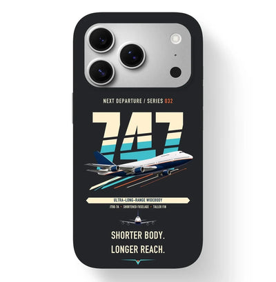 Boeing 747SP design on black magsafe iphone case