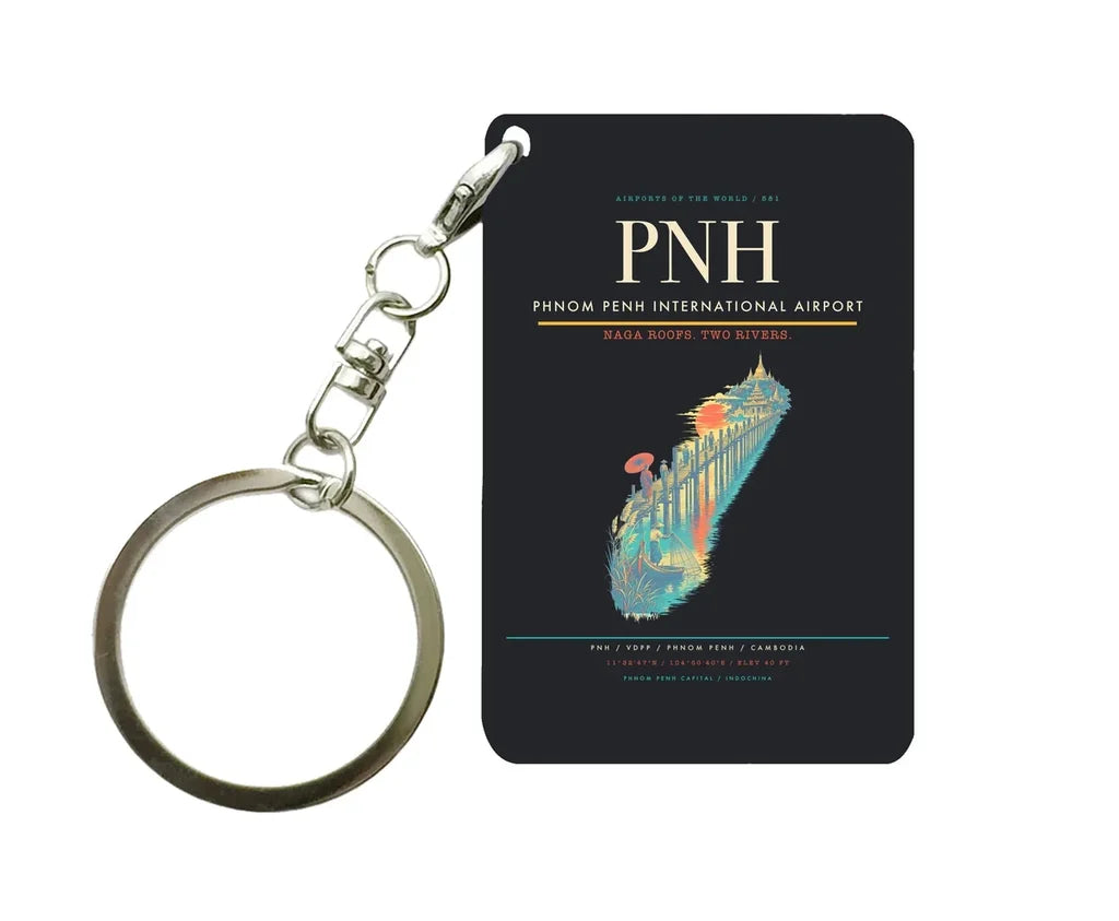 Phnom Penh International Airport PNH Key Chain design on black key chain