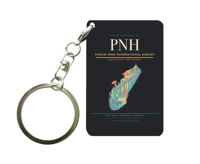 Phnom Penh International Airport PNH Key Chain design on black key chain