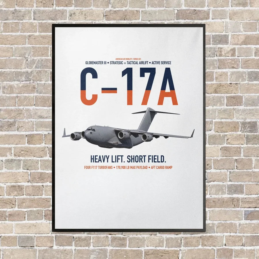 C-17A Globemaster III vertical canvas print - framed - white background