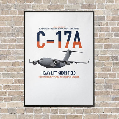 C-17A Globemaster III vertical canvas print - framed - white background