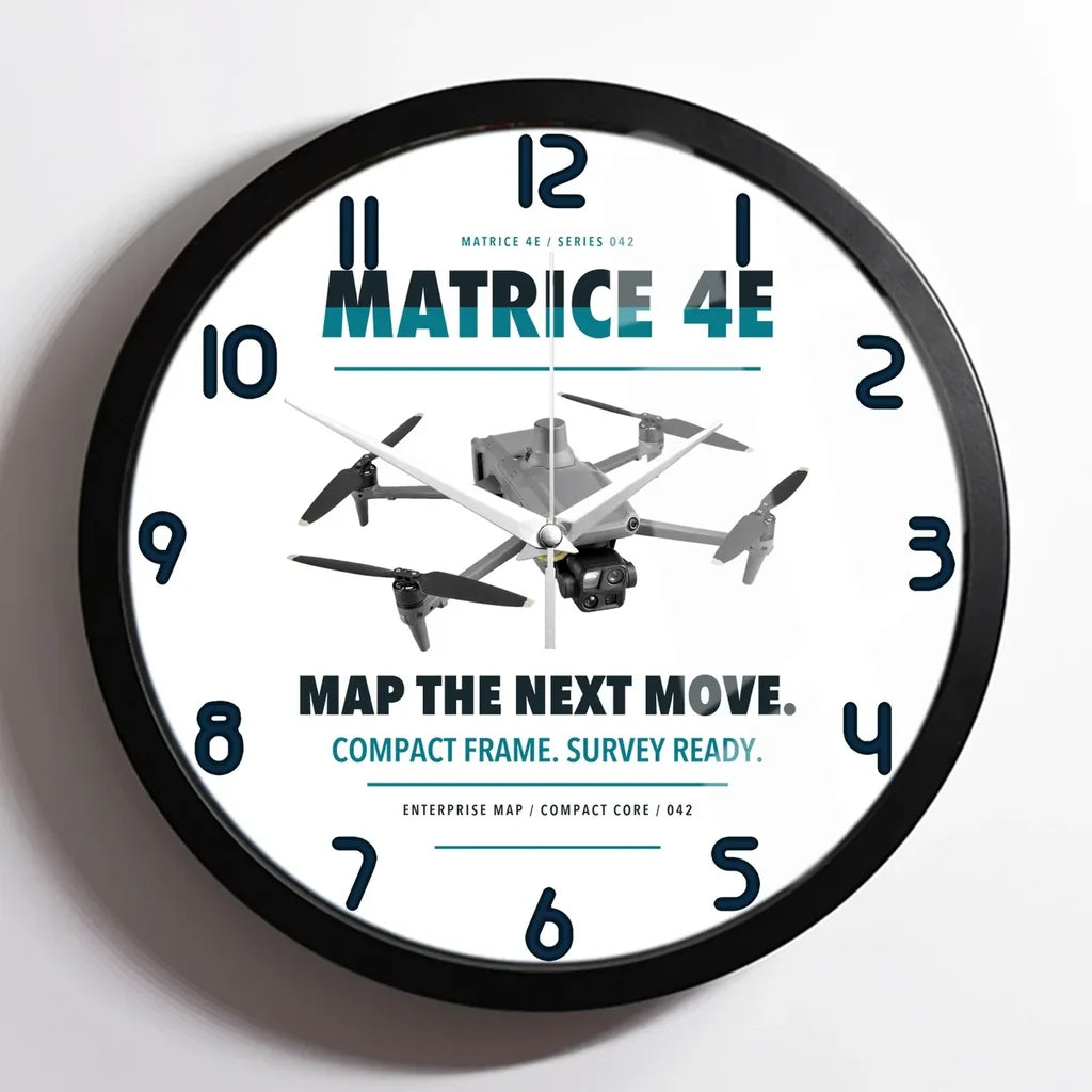 DJI Matrice 4E design on white framed wall clock