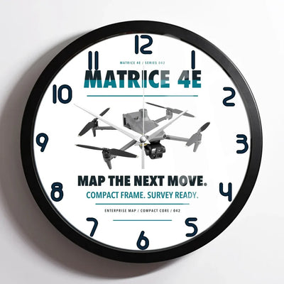 DJI Matrice 4E design on white framed wall clock