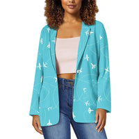 Thumbnail for Travel The World By Plane aviation design on premium cotton blend 3D-printed women's casual blazer suit.
