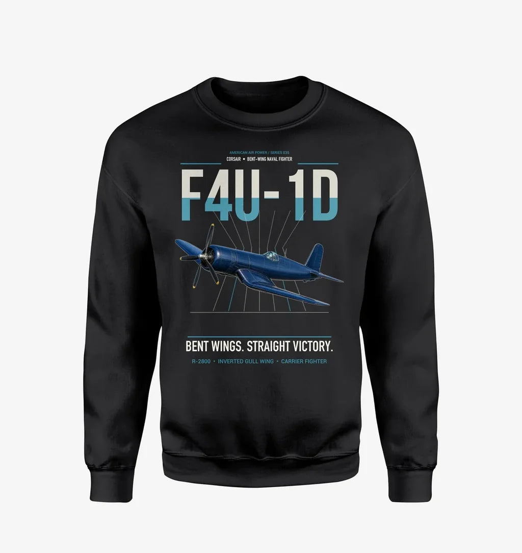 F4U-1D Corsair design on black sweatshirt