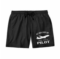 Thumbnail for Get High Every Day Sleep With A aviation design on quick-dry polyester swim trunks.
