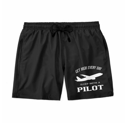 Get High Every Day Sleep With A aviation design on quick-dry polyester swim trunks.
