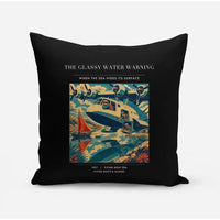 Thumbnail for VINTAGE G4280 - The Glassy Water Warning - Designed Pillows design on black
