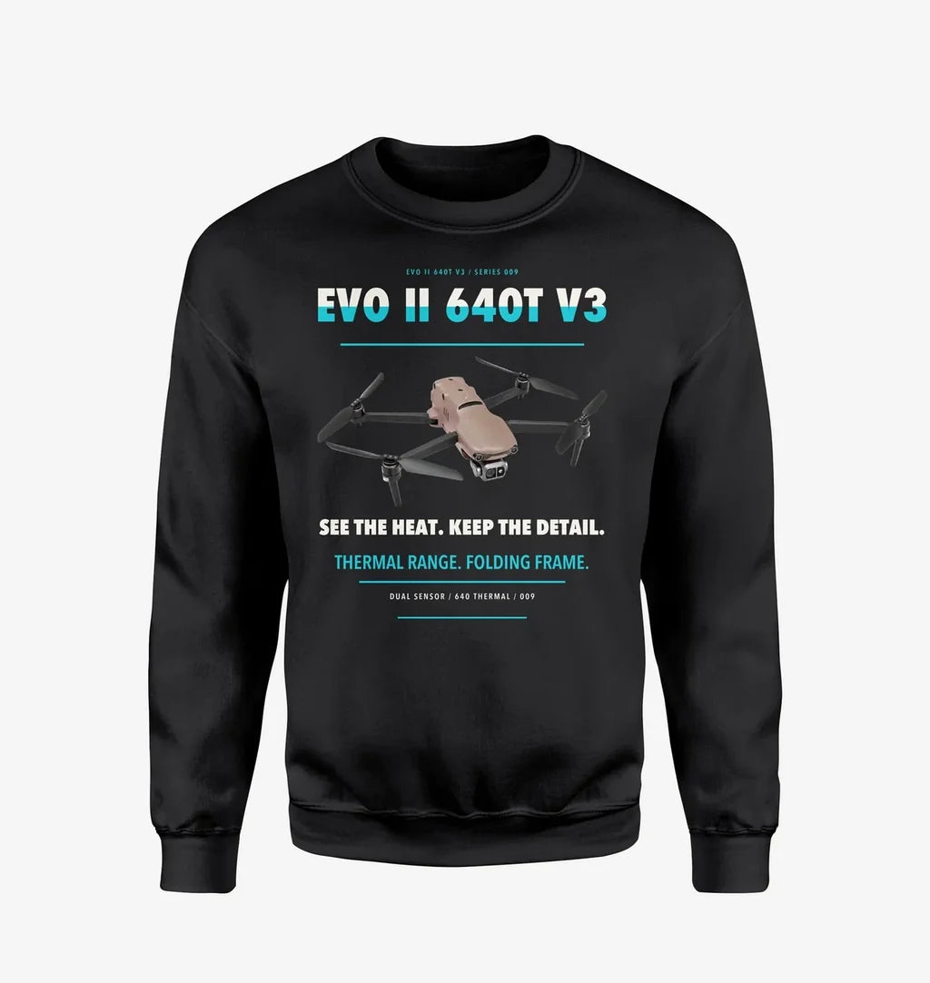 Autel EVO II Dual 640T V3 design on black sweatshirt