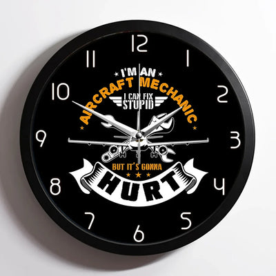 I'm an Aircraft Mechanic aviation design on premium wood and metal wall clock.