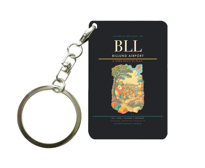 Billund Airport (BLL) design on black key chain