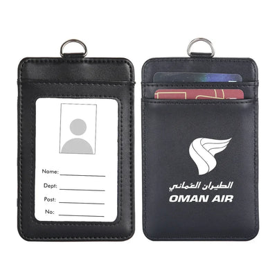 Oman Airlines aviation print ID card holder, faux leather.