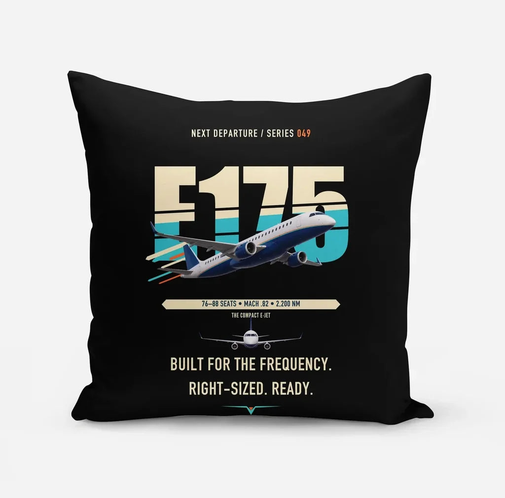 Embraer E175 design on black pillow