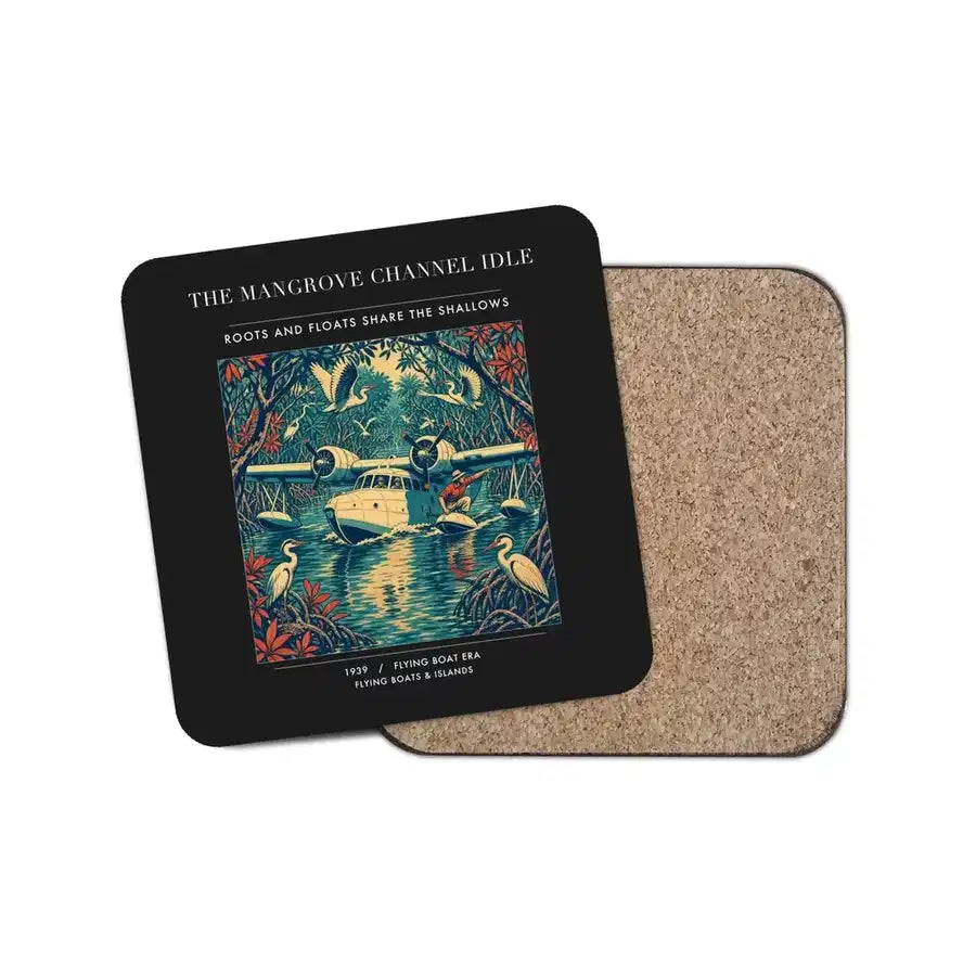 The Mangrove Channel Idle - Designed Coasters design on black 1-piece