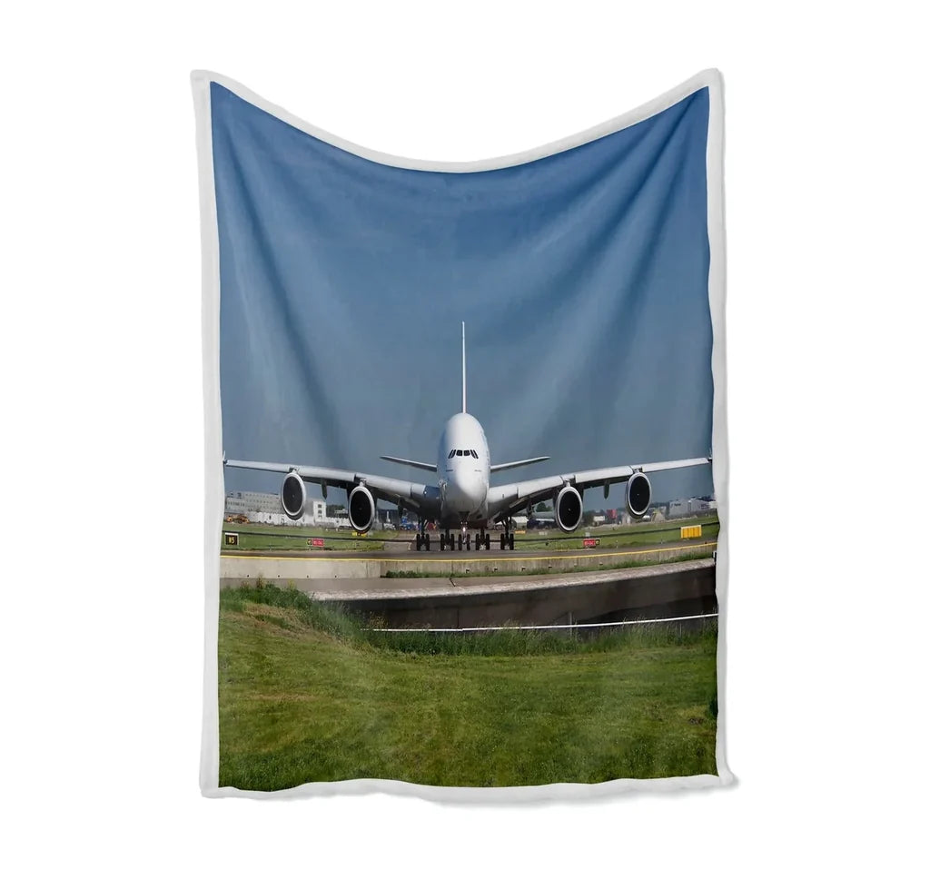 Face to Face with Airbus A380 Bed Blankets & aviation print on soft fleece blanket.