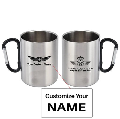 Royal Air Maroc aviation design on outdoor mug, durable insulated construction.