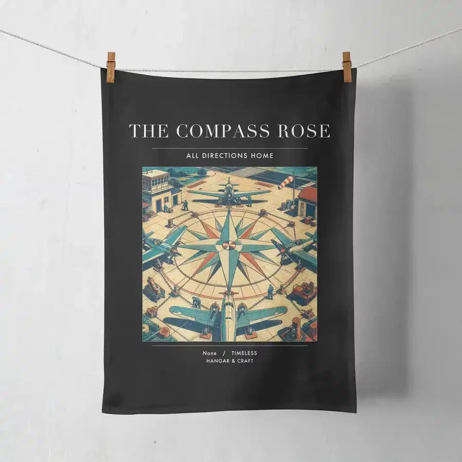 VINTAGE G4139 - The Compass Rose - Designed Towels design on black