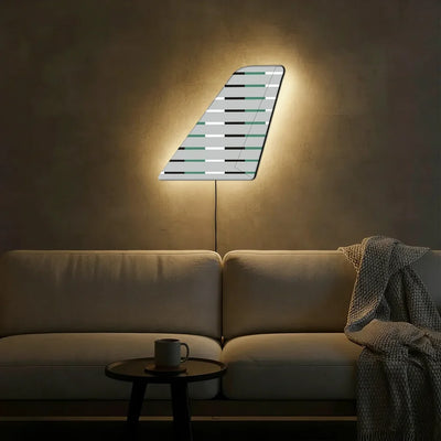 Zipair aviation design on durable metal with LED aircraft tail wall art.