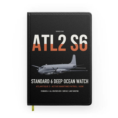 Atlantique 2 Standard 6 design on black notebook