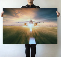Thumbnail for Airplane Flying Over Runway aviation themed poster, premium poster paper.