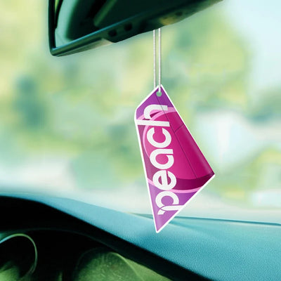 Peach Airlines Car aviation design on scented aviation-themed paper car air freshener.