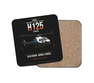 Airbus H125 design on black 1 piece coaster
