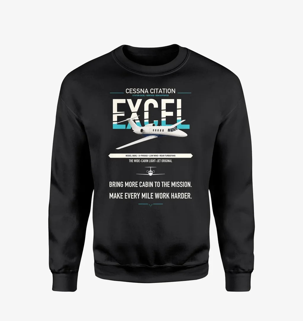 Cessna Citation Excel design on black sweatshirt