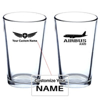 Thumbnail for Airbus A320 Printed Beer & aviation design on beer water glass, versatile drinkware.