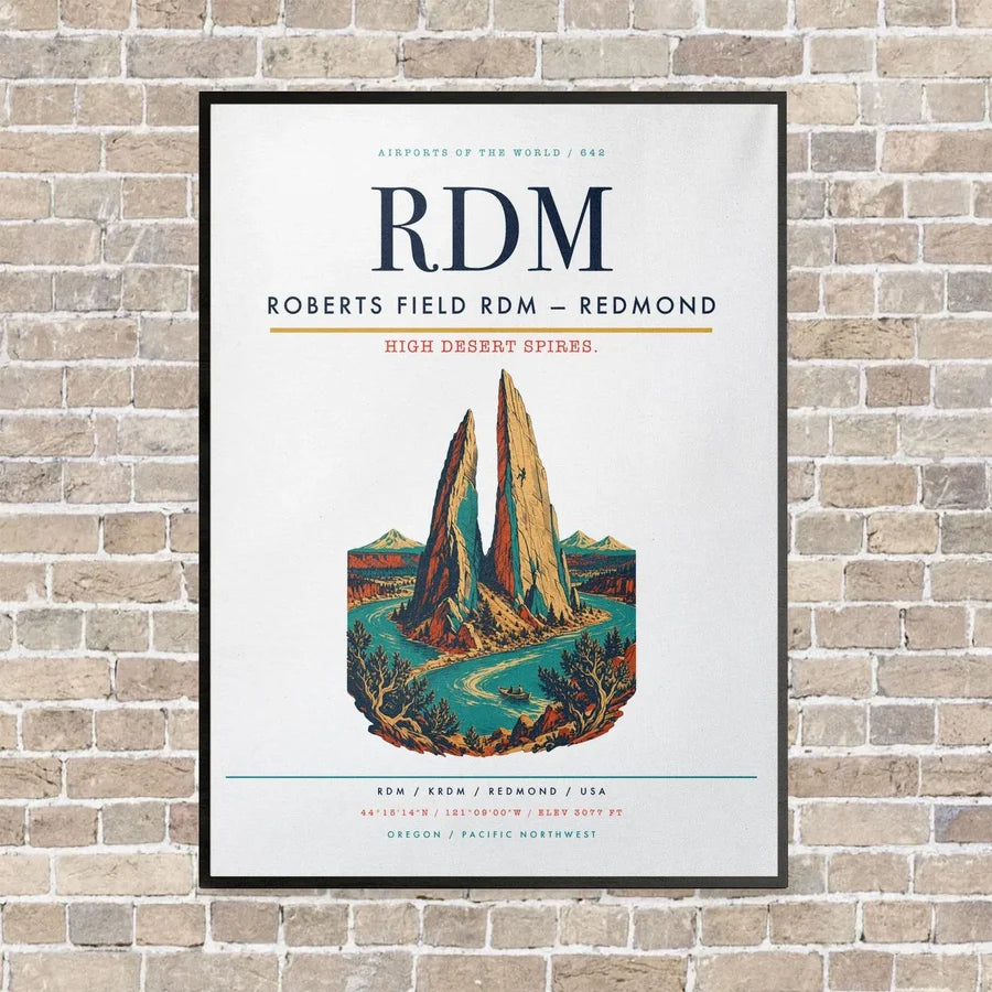 Roberts Field RDM — Redmond vertical canvas print - framed - white background