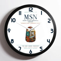 Thumbnail for Dane County Regional Airport Madison (MSN) design on white framed wall clock