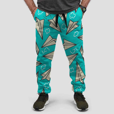 Super Cool Paper Airplanes aviation design on soft cotton blend 3D-printed sweatpants.