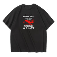 Thumbnail for If You're Cool You're Probably a Pilot aviation design printed on soft cotton relax-fit T-shirt.