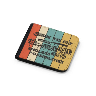 Colourful Born To Fly aviation wallet in leather.