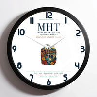Thumbnail for Manchester–Boston Regional Airport (MHT) design on white framed wall clock