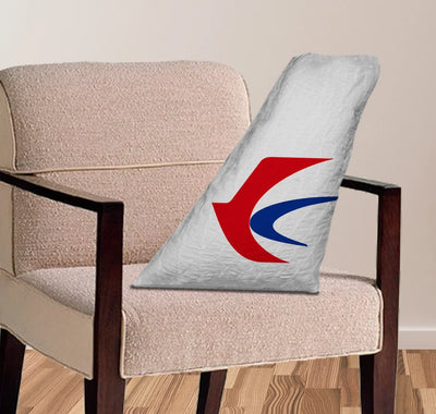 China Eastern Airlines aviation design on soft polyester filling aircraft tail pillow.