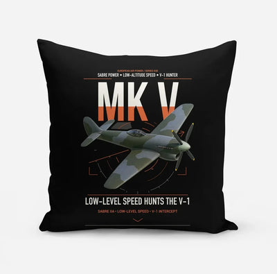 Hawker Tempest Mk V design on black pillow