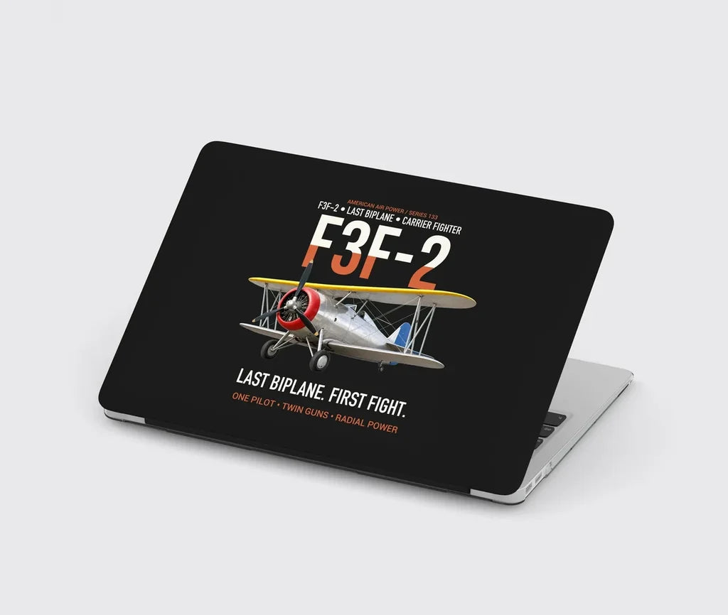 F3F-2 Last Biplane First Fight design on black MacBook case