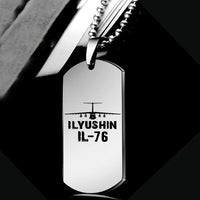 Thumbnail for ILyushin IL-76 & Plane aviation-themed necklace, polished metal.