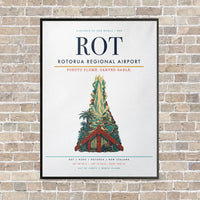 Thumbnail for Rotorua Regional Airport ROT vertical canvas print - framed - white background
