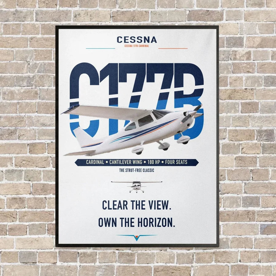 Cessna 177B Cardinal vertical canvas print - framed - white background