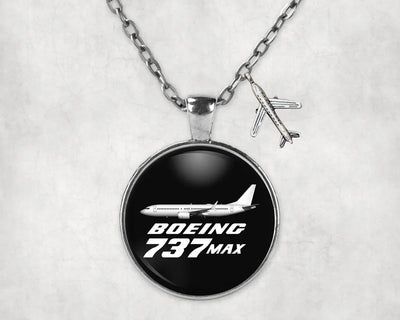 The Boeing 737Max aviation-themed necklace, polished stainless steel.
