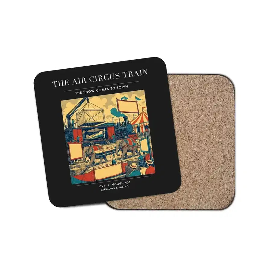 The Air Circus Train - Designed Coasters design on black 1-piece