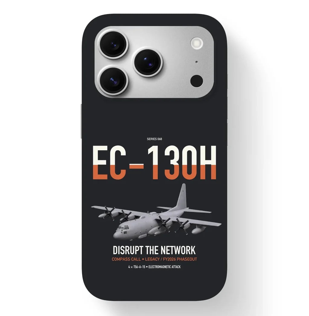 EC-130H Compass Call design on black magsafe iphone case, for iPhone 17 Pro