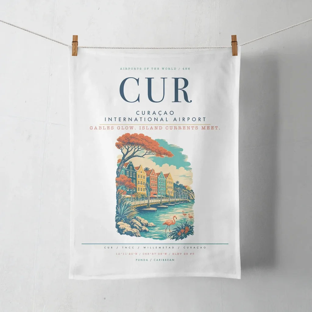 Curaçao International Airport (CUR) design on white towel