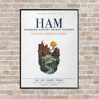 Thumbnail for Hamburg Airport Helmut Schmidt HAM vertical canvas print - framed - white background