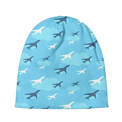 Cool & Super Airplanes aviation embroidery on soft knit fabric 3D knit beanie.