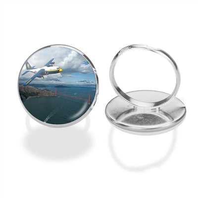 Blue Angels & Bridge aviation ring in stainless steel.