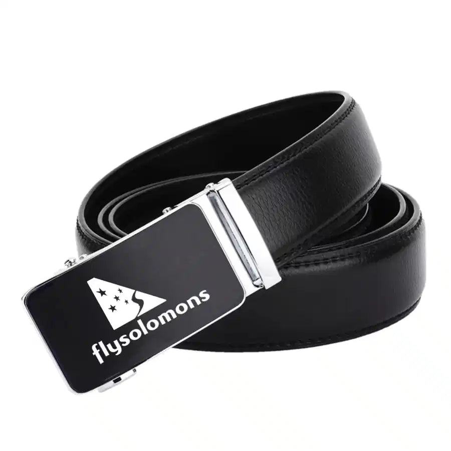 Solomon Airlines aviation design men's belt, leather construction.