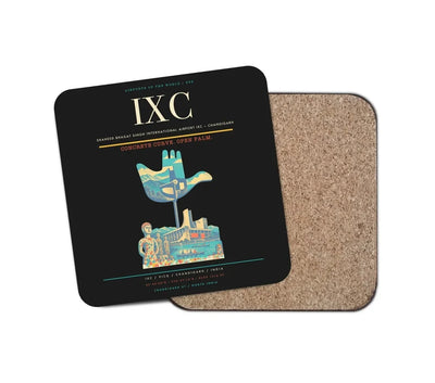 Shaheed Bhagat Singh International Airport (IXC) design on black 1 piece coaster